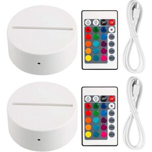Tlily 2 Pack 3D Night LED Light Lamp Base + Remote Control + USB Cable, 16 Colors Ligh Tlily 2 Pack 3D Night LED Light Lamp Base + Remote Control + USB Cable, 16 Colors Ligh