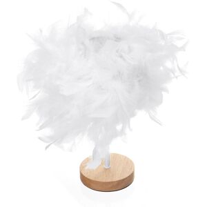 GreenZech (Button) USB Modern White Feather Shade Table Lamp Lampshade Elegant Bedside Des GreenZech (Button) USB Modern White Feather Shade Table Lamp Lampshade Elegant Bedside Des