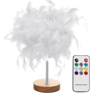 GreenZech (Remote Control) USB Modern White Feather Shade Table Lamp Lampshade Elegant Bed GreenZech (Remote Control) USB Modern White Feather Shade Table Lamp Lampshade Elegant Bed