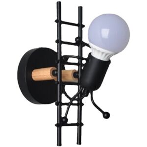 GreenZech (Black) Wall Lamp Creative Small Man Iron Lights Metal Simple Cartoon Robot Scon GreenZech (Black) Wall Lamp Creative Small Man Iron Lights Metal Simple Cartoon Robot Scon