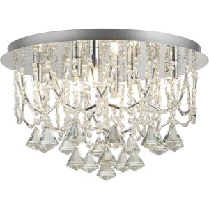 Searchlight Mela - 6 Light Ceiling Semi Flush Light Chrome, Clear with Crystal Glass, G9 - Ceiling Light Searchlight Mela - 6 Light Ceiling Semi Flush Light Chrome, Clear with Crystal Glass, G9 - Ceiling Light