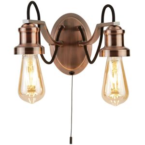Searchlight Olivia 2 Light Black Fabric Cable Antique Copper Home Wall Lighting Searchlight Olivia 2 Light Black Fabric Cable Antique Copper Home Wall Lighting