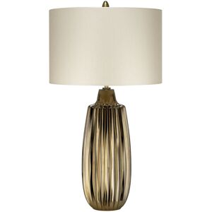 Loops Table Lamp Pearl Textured Satin Shade & Bronze Ceramic LED E27 60W d01989 Loops Table Lamp Pearl Textured Satin Shade & Bronze Ceramic LED E27 60W d01989