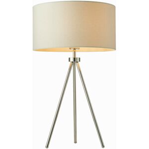 Loops Modern Tripod Table Lamp Chrome & Ivory Shade Slim Metal Leg Bedside Desk Light Loops Modern Tripod Table Lamp Chrome & Ivory Shade Slim Metal Leg Bedside Desk Light