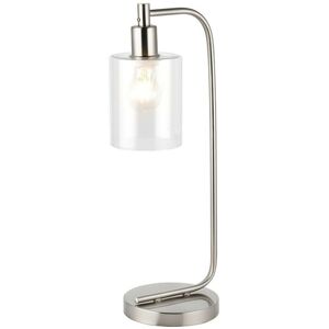 Loops Model Curved Arm Table Lamp - Modern Nickel & Glass Light Loops Model Curved Arm Table Lamp - Modern Nickel & Glass Light