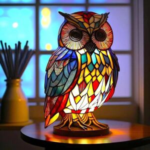 Unbranded (Owl) 3d Vintage Animal Table Lamp, Stained Glass Resin Stacked Night Light, Boh Unbranded (Owl) 3d Vintage Animal Table Lamp, Stained Glass Resin Stacked Night Light, Boh