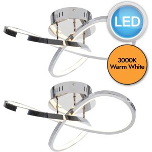 firstchoicelighting Set of 2 Polished Chrome LED Loop Flush Fittings firstchoicelighting Set of 2 Polished Chrome LED Loop Flush Fittings