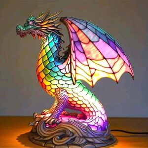 Unbranded (dragon) Animal Table Lamp Series Lion Dolphin Wolf Stained Glass Bedside Light Unbranded (dragon) Animal Table Lamp Series Lion Dolphin Wolf Stained Glass Bedside Light