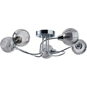 Litecraft Ashlin 5-Light Semi-Flush Ceiling Light, Chrome with Smoke Shades - 60 Litecraft Ashlin 5-Light Semi-Flush Ceiling Light, Chrome with Smoke Shades - 60