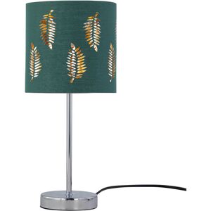 firstchoicelighting Chrome Stick Table Lamp with Dark Green Fern Cut Out Shade firstchoicelighting Chrome Stick Table Lamp with Dark Green Fern Cut Out Shade
