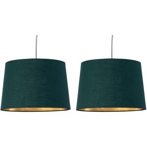 firstchoicelighting Set of 2 Zoey - Dark Green with Gold Inner Easy Fit Pendant or Lamp Shades firstchoicelighting Set of 2 Zoey - Dark Green with Gold Inner Easy Fit Pendant or Lamp Shades