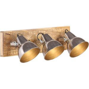 vidaXL 1/3x Mango Wood Industrial Wall Lamp - Wall Mounted Light - Silver/Brown - Wall Lamp vidaXL 1/3x Mango Wood Industrial Wall Lamp - Wall Mounted Light - Silver/Brown - Wall Lamp