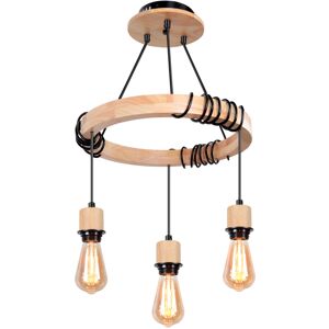 STOEX ?40CM Retro Chandelier Wooden Ceiling Light E27, Height Adjustable, 3 Flames, Ri STOEX ?40CM Retro Chandelier Wooden Ceiling Light E27, Height Adjustable, 3 Flames, Ri