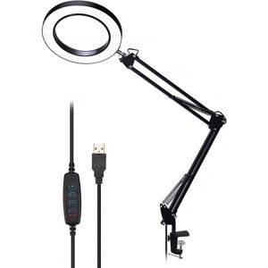 GreenZech (Black) Lighting LED 5X 740mm Magnifying Glass Desk Lamp with Clamp Hands USB-po GreenZech (Black) Lighting LED 5X 740mm Magnifying Glass Desk Lamp with Clamp Hands USB-po