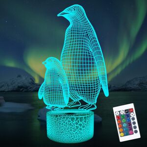Veeki Penguin 3D Night Light for Kids, 16 Colors Changing Illusion Lamp with Remote Co Veeki Penguin 3D Night Light for Kids, 16 Colors Changing Illusion Lamp with Remote Co
