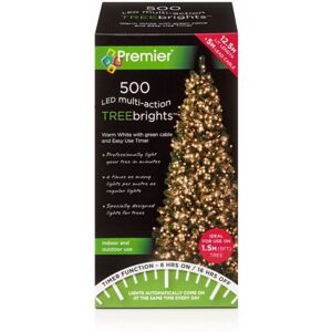 Premier - 500 LED Multi Action Treebrights With Timer - Warm White/Green Cable Premier - 500 LED Multi Action Treebrights With Timer - Warm White/Green Cable