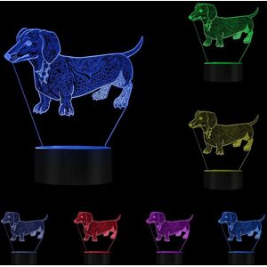 Veeki Cute Abstract Dachshund 3D Night Light - Optical Illusion LED Lamp, 7 Color Mode Veeki Cute Abstract Dachshund 3D Night Light - Optical Illusion LED Lamp, 7 Color Mode
