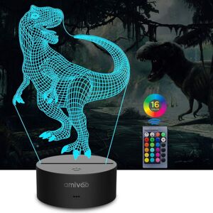 Veeki Dinosaur 3D Night Light for Kids 16 Colors Changing 3D Optical Illusion Lamp wit Veeki Dinosaur 3D Night Light for Kids 16 Colors Changing 3D Optical Illusion Lamp wit