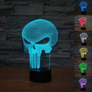 Veeki Punisher Skull 3D Visual Illusion Night Light LED Desk Lamp - 7-Color Touch-Chan Veeki Punisher Skull 3D Visual Illusion Night Light LED Desk Lamp - 7-Color Touch-Chan