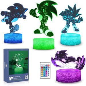 Veeki 3D Sonic The Hedgehog Night Light 4 Patterns and 16 Color Change Decor Lamp with Veeki 3D Sonic The Hedgehog Night Light 4 Patterns and 16 Color Change Decor Lamp with