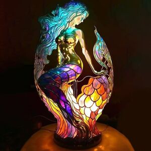 Unbranded (mermaid) 3d Animal Table Lamp Series Stained Glass Stained Night Light Retro De Unbranded (mermaid) 3d Animal Table Lamp Series Stained Glass Stained Night Light Retro De