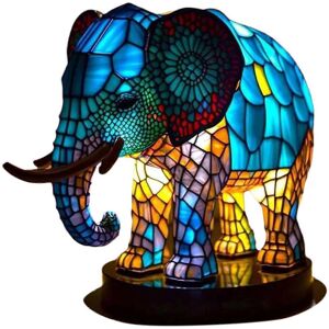 Unbranded (Elephants) Animal Table Lamp Series Stained Glass Stained Night Light Retro Des Unbranded (Elephants) Animal Table Lamp Series Stained Glass Stained Night Light Retro Des