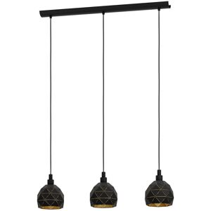 Eglo Roccaforte 3-flame Pendant Lamp, Steel, Black and Gold Hanging Light, E27 S Eglo Roccaforte 3-flame Pendant Lamp, Steel, Black and Gold Hanging Light, E27 S