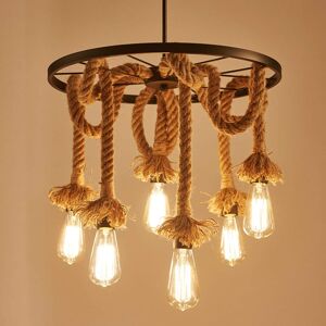 STOEX Industrial Chandelier Vintage Hemp Rope Pendant Light Creative Wheel 6 Lights Ce STOEX Industrial Chandelier Vintage Hemp Rope Pendant Light Creative Wheel 6 Lights Ce