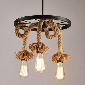 STOEX Industrial Chandelier Vintage Hemp Rope Pendant Light with Creative Wheel Design STOEX Industrial Chandelier Vintage Hemp Rope Pendant Light with Creative Wheel Design