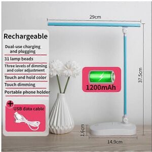 Unbranded (Blue3, One size) LED Desk Lamp 3 Colors Stepless Dimming Touch Foldable USB Rec Unbranded (Blue3, One size) LED Desk Lamp 3 Colors Stepless Dimming Touch Foldable USB Rec