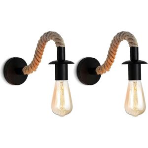 Unbranded (As show, One size) 2pcs Vintage Hemp Rope Wall Lamp Industrial Wall Light Ideal Unbranded (As show, One size) 2pcs Vintage Hemp Rope Wall Lamp Industrial Wall Light Ideal