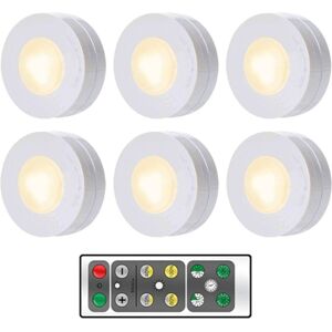 Unbranded Wireless 6-Pack LED Lights w/ Remote - Dimmable 4000K Warm White, Battery Powere Unbranded Wireless 6-Pack LED Lights w/ Remote - Dimmable 4000K Warm White, Battery Powere