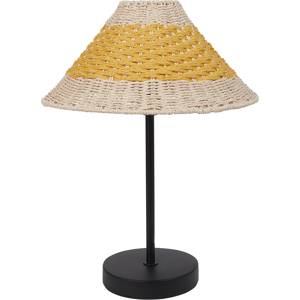 Beliani Beige Yellow Paper Rope Boho Night Table Lamp - Table Lamp Beliani Beige Yellow Paper Rope Boho Night Table Lamp - Table Lamp