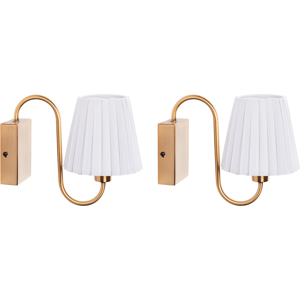 Beliani - Wall Lamp Set with Fabric Shades - Glamorous Style Beliani - Wall Lamp Set with Fabric Shades - Glamorous Style