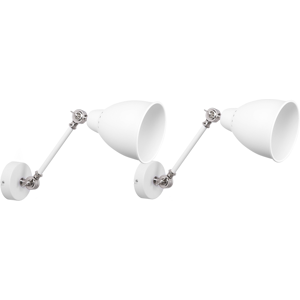 Beliani 2 Wall Lamps Set White Metal Adjustable Light Position Swing Arm Modern - Wall Lamps Beliani 2 Wall Lamps Set White Metal Adjustable Light Position Swing Arm Modern - Wall Lamps