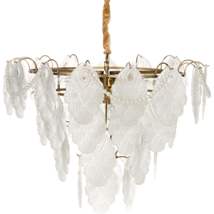 Beliani Acarigua Brass Glass Chandelier - Chandelier Beliani Acarigua Brass Glass Chandelier - Chandelier