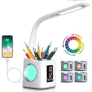 Unbranded Eye-Caring LED Desk Lamp, USB Port, Pen Holder, Time and Calendar Display, 3 Dim Unbranded Eye-Caring LED Desk Lamp, USB Port, Pen Holder, Time and Calendar Display, 3 Dim
