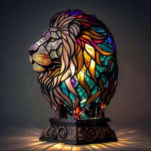 Unbranded (Lion) Stained Glass Animal Table Lamp, Night Light, Retro Desk Lamp, Christmas Unbranded (Lion) Stained Glass Animal Table Lamp, Night Light, Retro Desk Lamp, Christmas