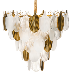 Beliani Chandelier AGUIRRE Glass Brass Beliani Chandelier AGUIRRE Glass Brass