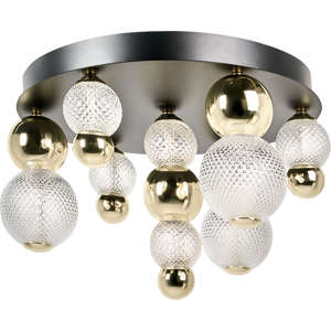 Beliani LED Ceiling Lamp SORA Glass Gold Beliani LED Ceiling Lamp SORA Glass Gold