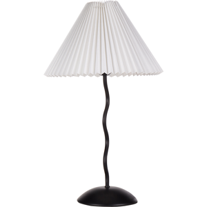 Beliani Table Lamp White - Wavy Metal Base, Pleated Cone Shade - Table Lamp Beliani Table Lamp White - Wavy Metal Base, Pleated Cone Shade - Table Lamp