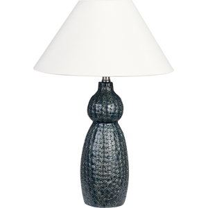 Beliani Dark Blue White Ceramic Table Lamp - Table Lamp Beliani Dark Blue White Ceramic Table Lamp - Table Lamp