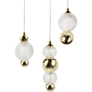 Beliani 3 Light Pendant Lamp SORA LED Glass Gold Beliani 3 Light Pendant Lamp SORA LED Glass Gold