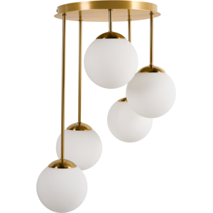 Beliani 5 Light Pendant Lamp RIANA Metal Brass Beliani 5 Light Pendant Lamp RIANA Metal Brass