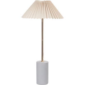 Beliani Bedside Table Lamp Beige Linen Shade Metal Concrete Base - Table Lamp Beliani Bedside Table Lamp Beige Linen Shade Metal Concrete Base - Table Lamp