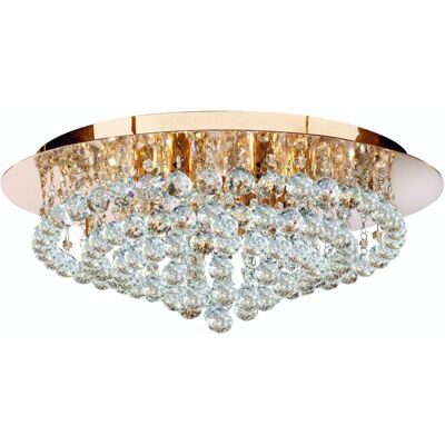 Searchlight Hanna 8 Light Crystal Semi Flush Ceiling Fitting - Gold / Clear Searchlight Hanna 8 Light Crystal Semi Flush Ceiling Fitting - Gold / Clear