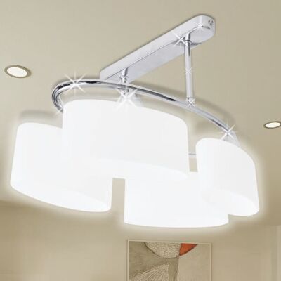 vidaXL Ceiling Lamp with Ellipsoid Glass Shades 4 E14 Bulbs Pendant Light vidaXL Ceiling Lamp with Ellipsoid Glass Shades 4 E14 Bulbs Pendant Light