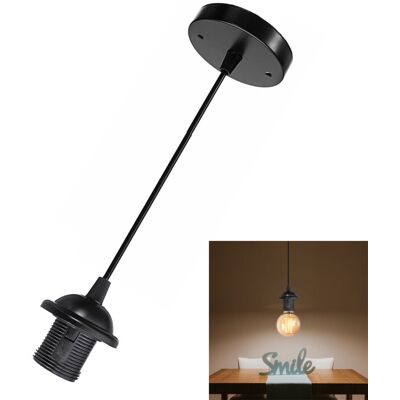 Unbranded (Black) E27 Screw Rose Ceiling Light Fabric Flex Pendant Unbranded (Black) E27 Screw Rose Ceiling Light Fabric Flex Pendant