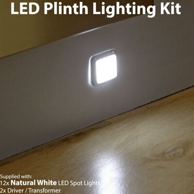 Loops Square LED Plinth Light Kit 12 NATURAL WHITE Spotlights Kitchen Bathroom Panel Loops Square LED Plinth Light Kit 12 NATURAL WHITE Spotlights Kitchen Bathroom Panel