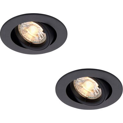 Loops 2 PACK Directional Tilting Ceiling Downlight - 50W GU10 Reflector - Matt Black Loops 2 PACK Directional Tilting Ceiling Downlight - 50W GU10 Reflector - Matt Black